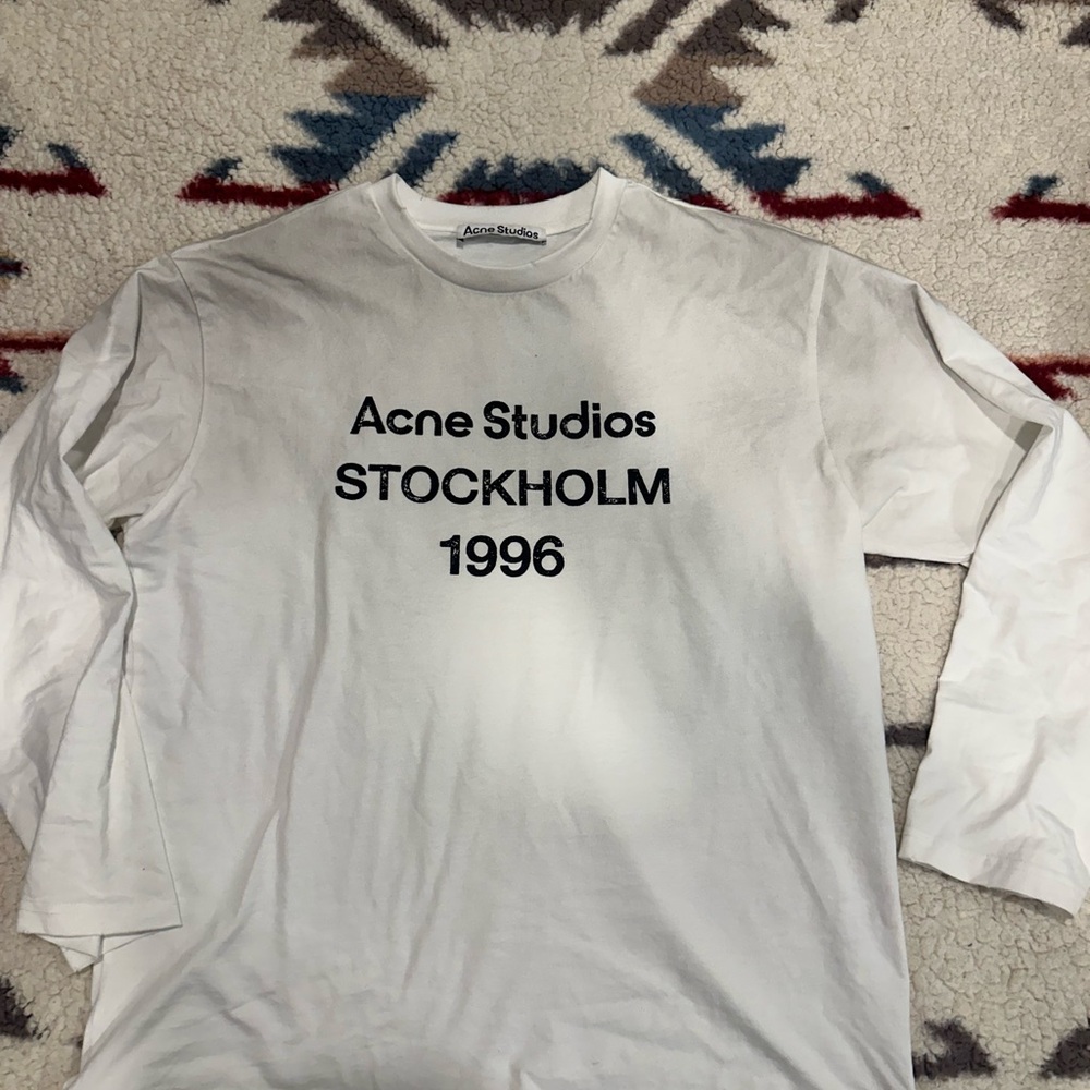 Acne White T-Shirt with Black Logo Text